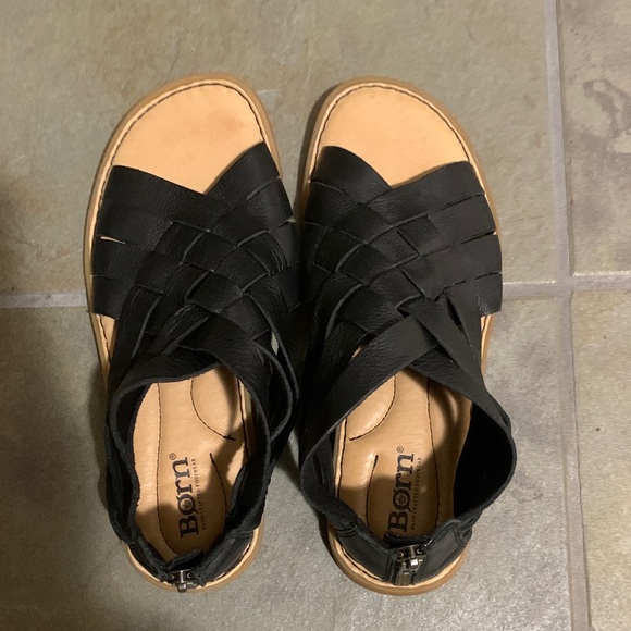 Born Black Woven Leather Sandals - Picture 2 of 8